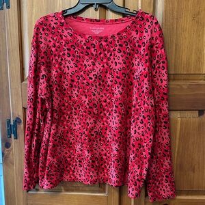 Women's Hot Pink Leopard Print Long Sleeve Tee